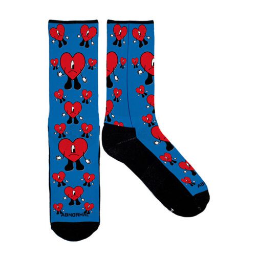 Medias Largas Corazon Bad Bunny - Fondo Azul