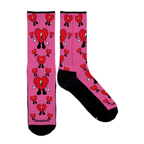 Medias Largas Corazon Bad Bunny - Fondo Rosado