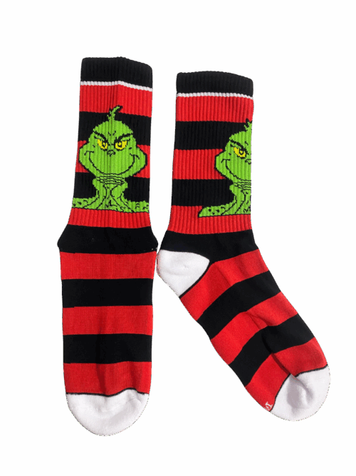 Medias Tejidas Grinch Navidad negro rayas - Cosmic Socks