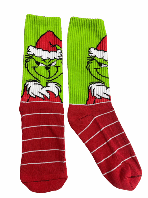 Medias Tejidas Grinch Navidad rojo rayas - Cosmic Socks