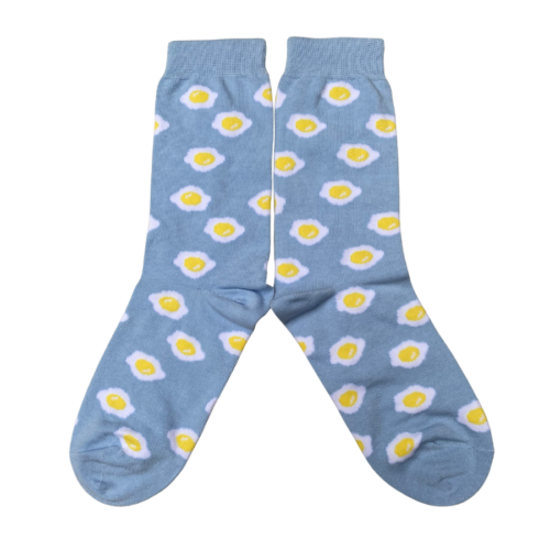 Medias Tejidas Huevos fritos celeste - Cosmic Socks - Imagen 1