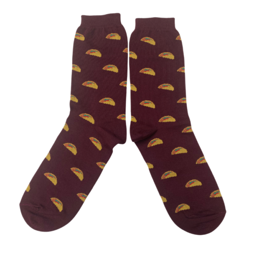 Medias Tejidas Tacos guinda - Cosmic Socks - Imagen 1
